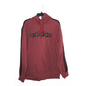 adidas Red Heather with Black Stripes Logo Hoodie Size XL